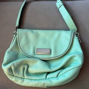 Mint Green Leather Crossbody Shoulder Bag